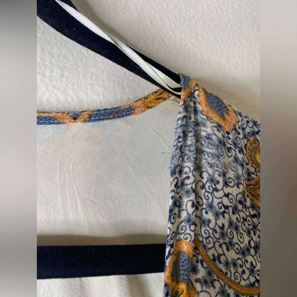 Free people Teegan Mini Dress floral faux wrap handkerchief hem gray yellow xs - Picture 7 of 8